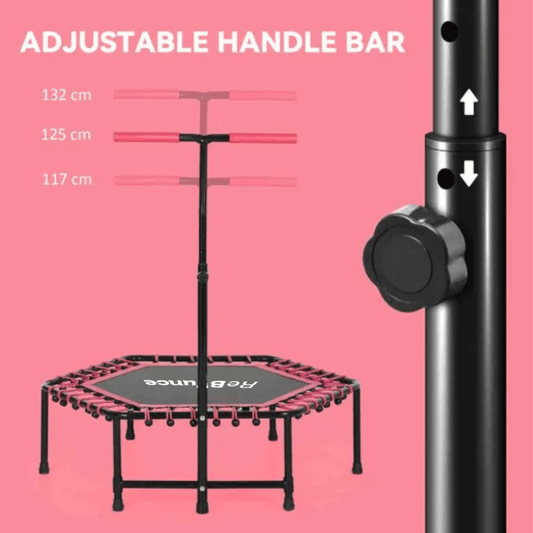 RB150 Hex 45″ Rebounder + Adjustable Handle – Pink