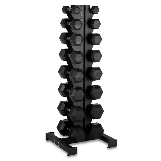 Rubber Hex 2.5-15kg Dumbbell Set with Rack + Adjustable Bench Starter Strength Package