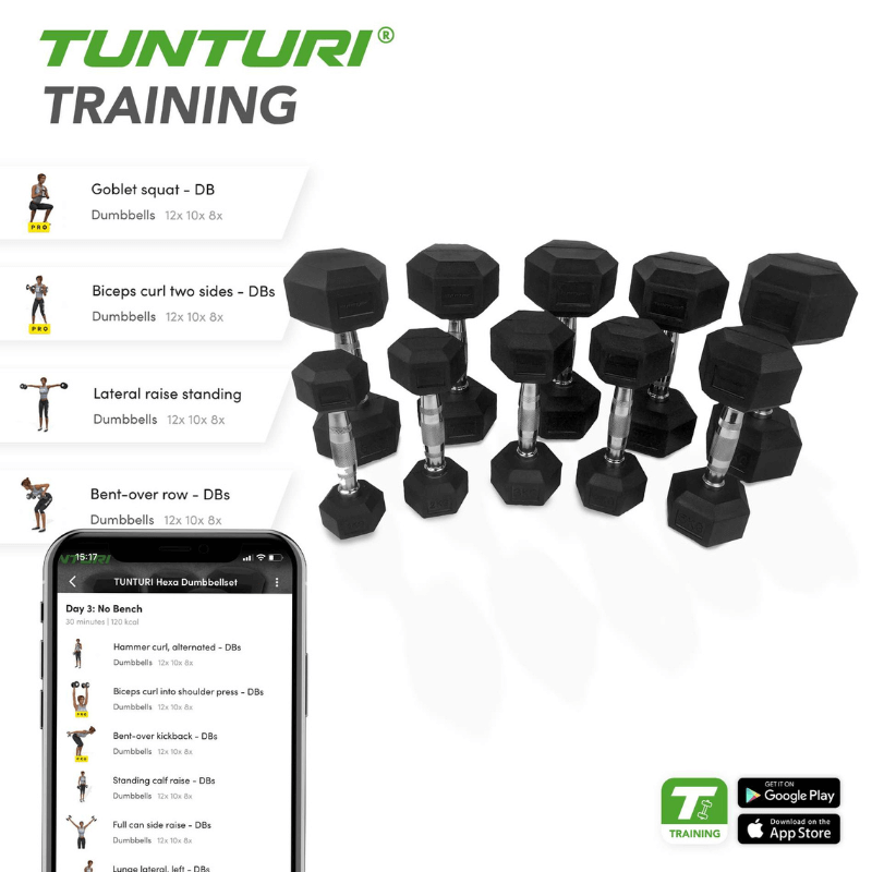 Rubber Dumbbells Set (12-20 kg)