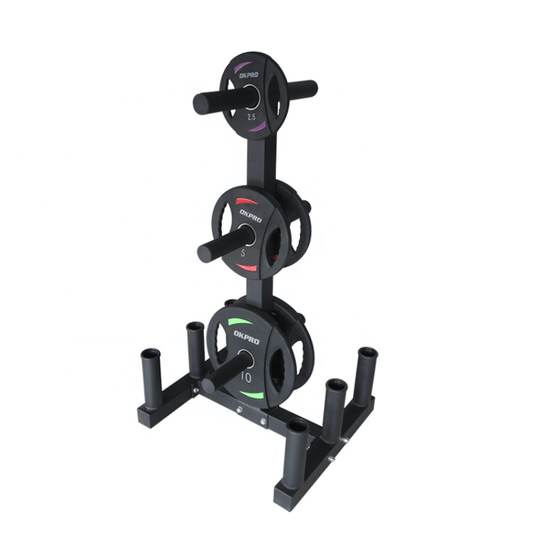 Olympic Weight Plate Tree Rack + 6 Barbell Holder