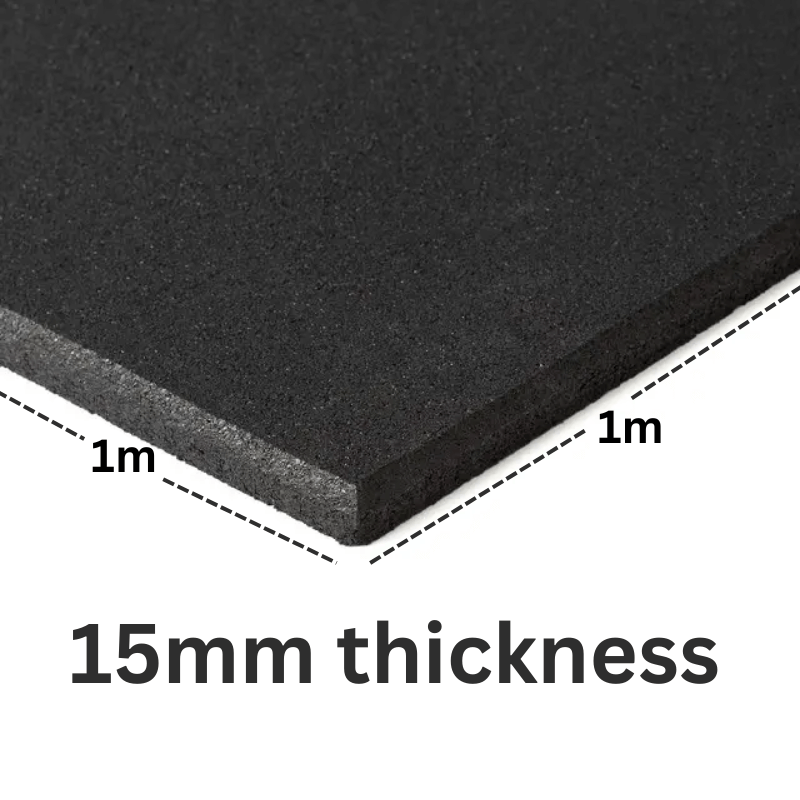 Heavy Duty 15mm Rubber Gym Flooring - Black