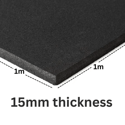 Heavy Duty 15mm Rubber Gym Flooring - Black