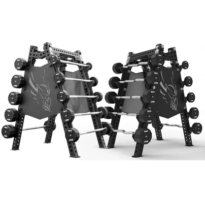 Fixed Straight & Ez Curl Barbell Set + Rack