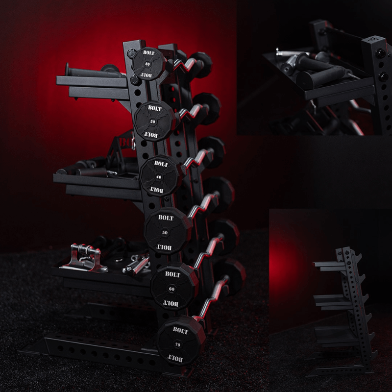 Fixed Straight & Ez Curl Barbell Set + Rack