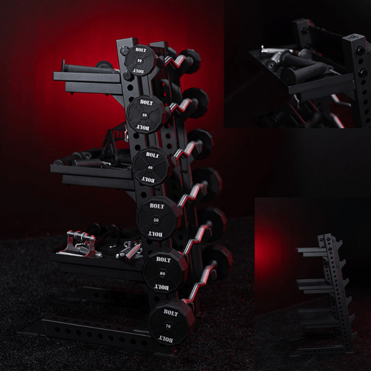 Fixed Straight & Ez Curl Barbell Set + Rack