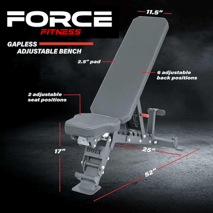 Force Fitness Pro Gapless Adjustable Bench