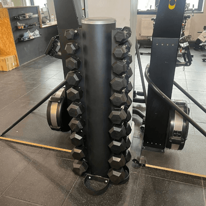 Force Fitness 1-10kg Rubber Hex Dumbbell Set + Rack