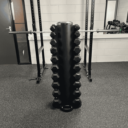 Force Fitness 1-10kg Rubber Hex Dumbbell Set + Rack