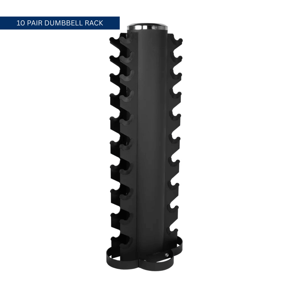 Force Fitness 1-10kg Rubber Hex Dumbbell Set + Rack