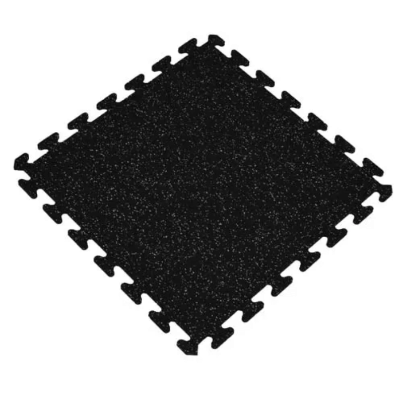Rubber Interlocking Gym Tile – Black with Grey