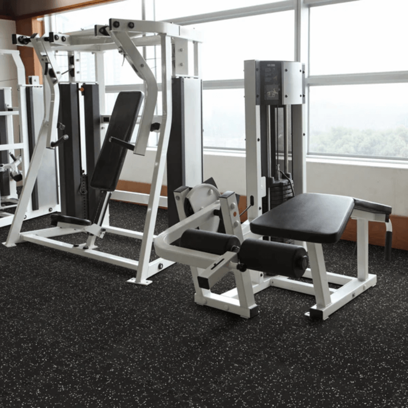 Rubber Interlocking Gym Tile – Black with Grey