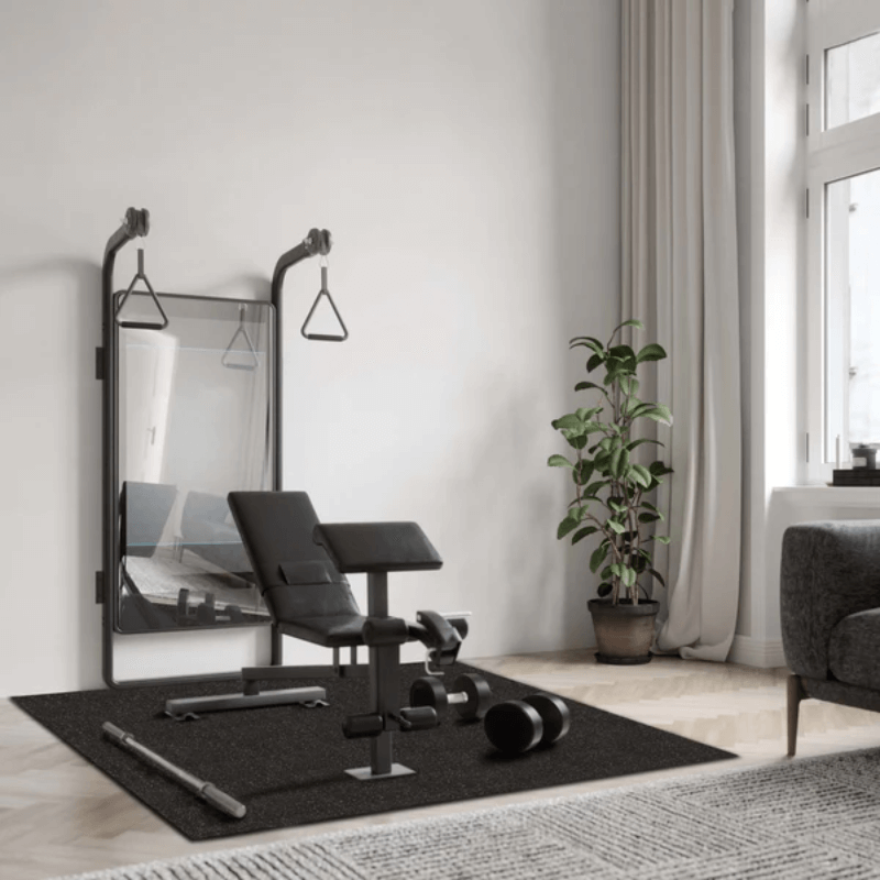 Rubber Interlocking Gym Tile – Black with Grey