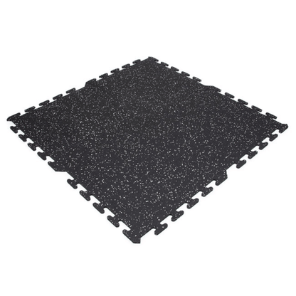 Rubber Interlocking Gym Tile – Black with Grey
