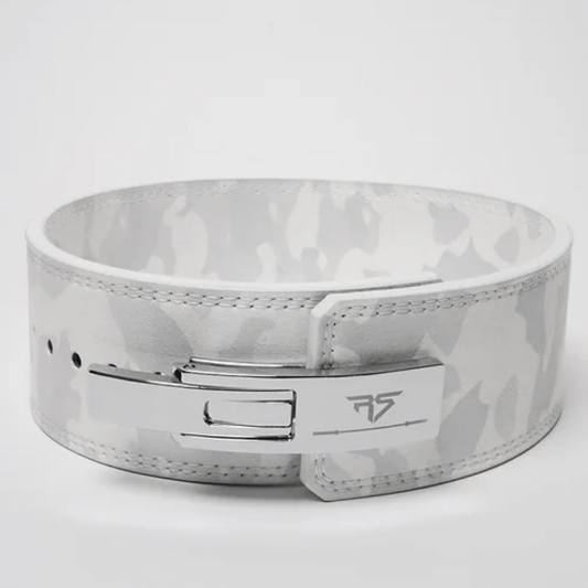 Premium Arctic White Camo Lever Weight Lifting Belt