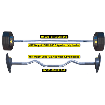 Adjustable Straight & EZ Barbell Set MX100