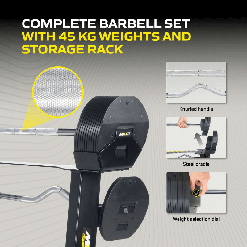 Adjustable Straight & EZ Barbell Set MX100