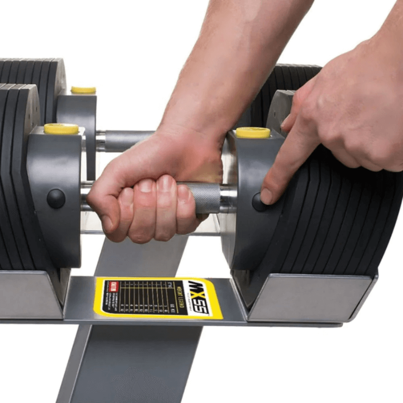 MX55 Adjustable Dumbbell Set 4.5kg – 25kg + Rack