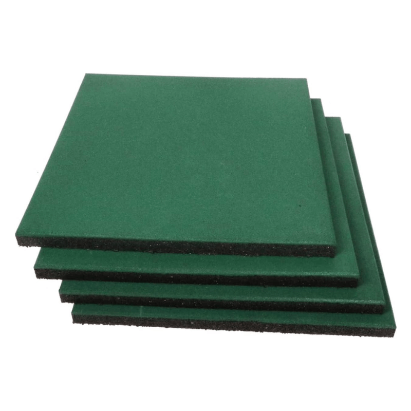Green Outdoor Rubber Playground Mat - (Pack of 4 Tiles)