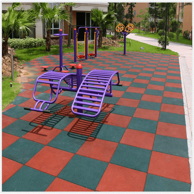 Red Outdoor Rubber Playground Mat - (Pack of 4 Tiles)
