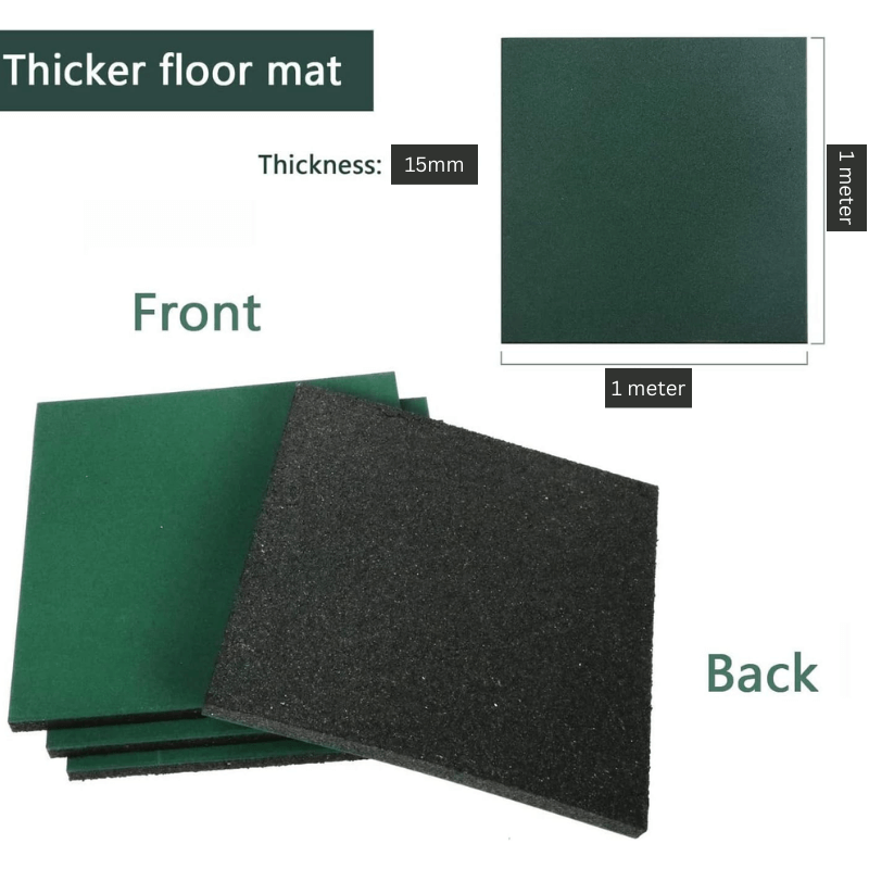 Green Outdoor Rubber Playground Mat - (Pack of 4 Tiles)