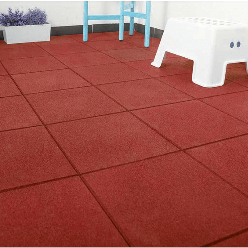 Red Outdoor Rubber Playground Mat - (Pack of 4 Tiles)