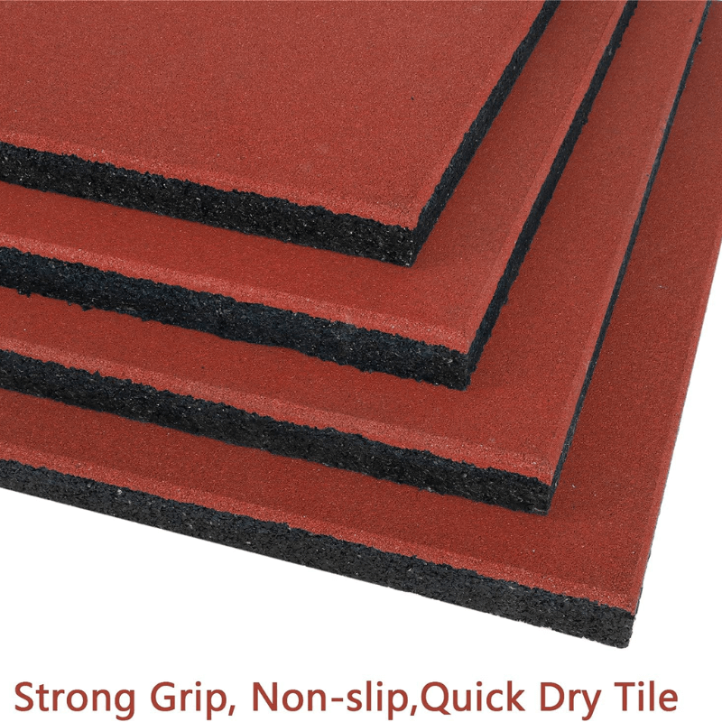 Red Outdoor Rubber Playground Mat - (Pack of 4 Tiles)