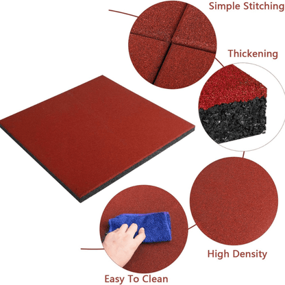 Red Outdoor Rubber Playground Mat - (Pack of 4 Tiles)