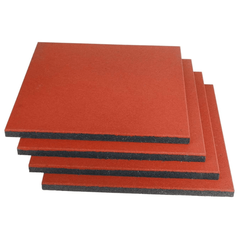 Red Outdoor Rubber Playground Mat - (Pack of 4 Tiles)