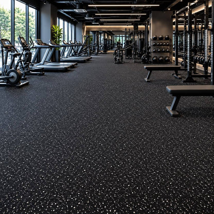 Rubber Gym Flooring 10m Roll - White Speckle