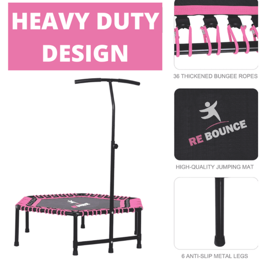 Hex Fitness Rebounder & Trampoline - Azalea Pink
