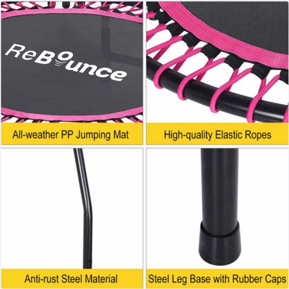 RB100 Round 40″ Rebounder + Adjustable Handle – Pink