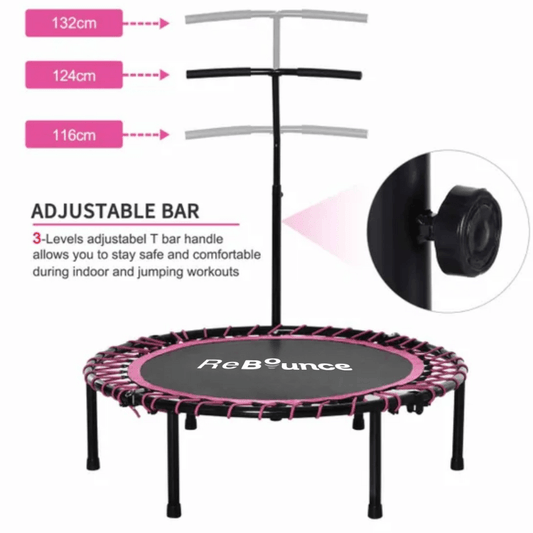 RB100 Round 40″ Rebounder + Adjustable Handle – Pink