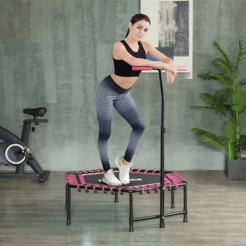 RB150 Hex 45″ Rebounder + Adjustable Handle – Pink
