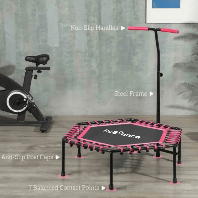 RB150 Hex 45″ Rebounder + Adjustable Handle – Pink