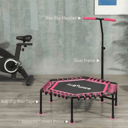 RB150 Hex 45″ Rebounder + Adjustable Handle – Pink