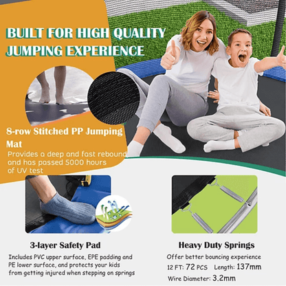 12FT Outdoor Trampoline + 2 Step Ladder