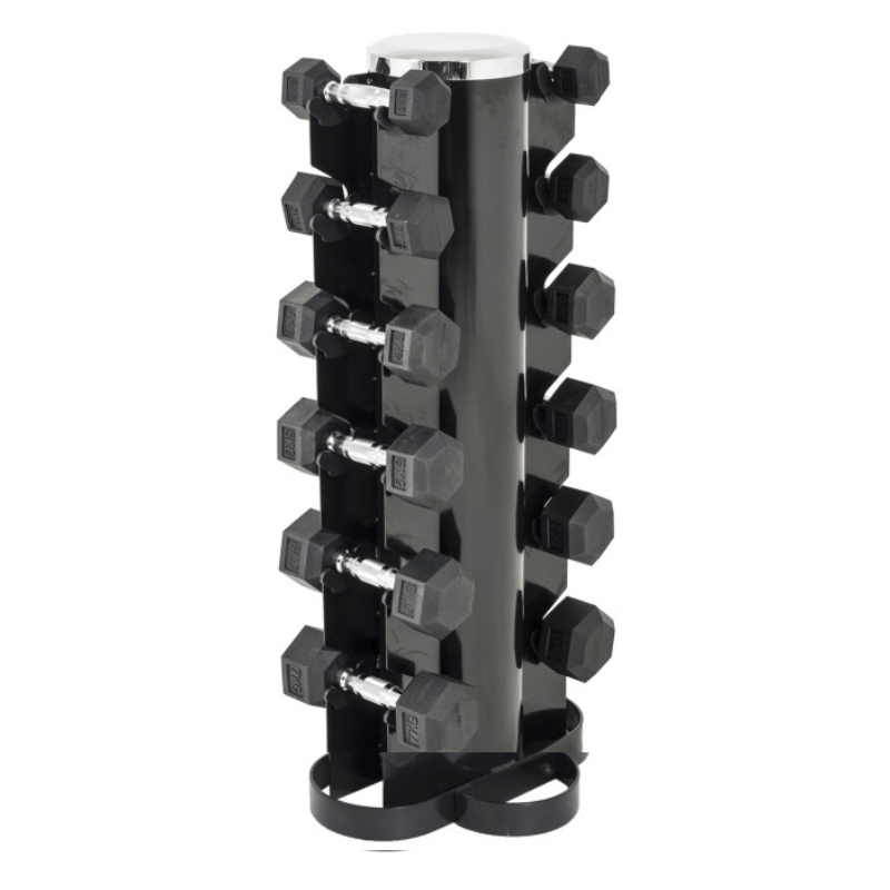 Rubber Hex Dumbbell Upright Set (2.5kg - 15kg) - 6 Sets