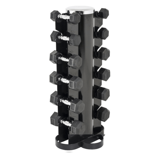 Rubber Hex Dumbbell Upright Set (2.5kg - 15kg) - 6 Sets
