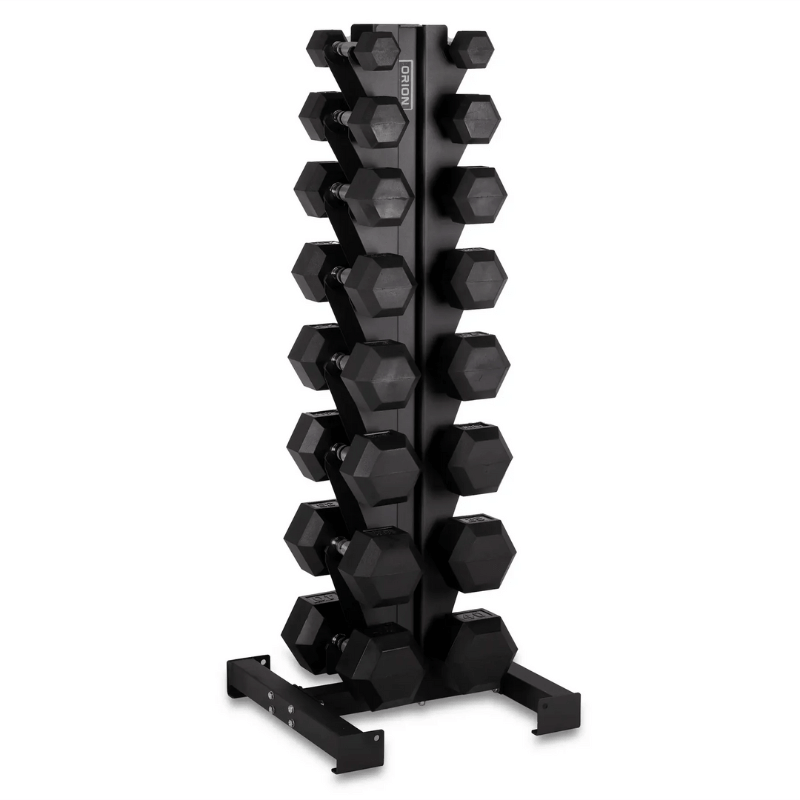 Rubber Hex 2.5-15kg Dumbbell Set with Rack + Adjustable Bench Starter Strength Package