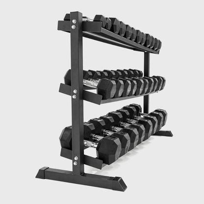 2.5kg - 30kg Rubber Hex Dumbbell Set + Rack