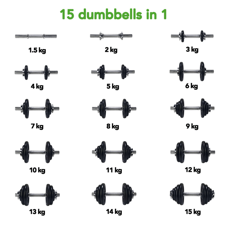 15kg Dumbbell Set - 1 Bar