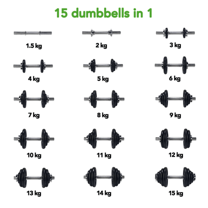 15kg Dumbbell Set - 1 Bar