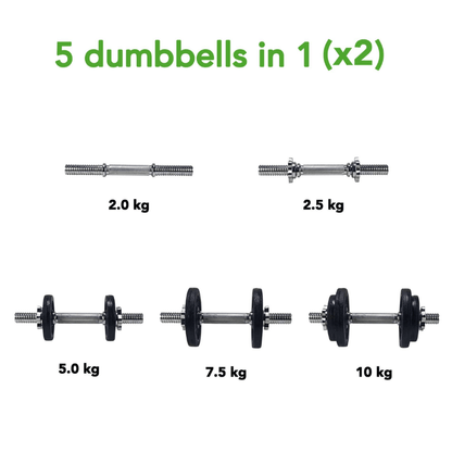 20kg Dumbbell Set - 2 Bars