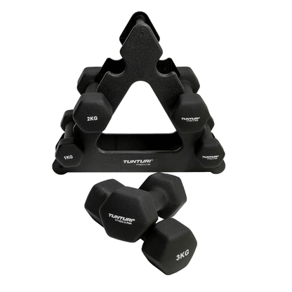Neoprene Dumbbell Set 1kg - 3kg + Stand
