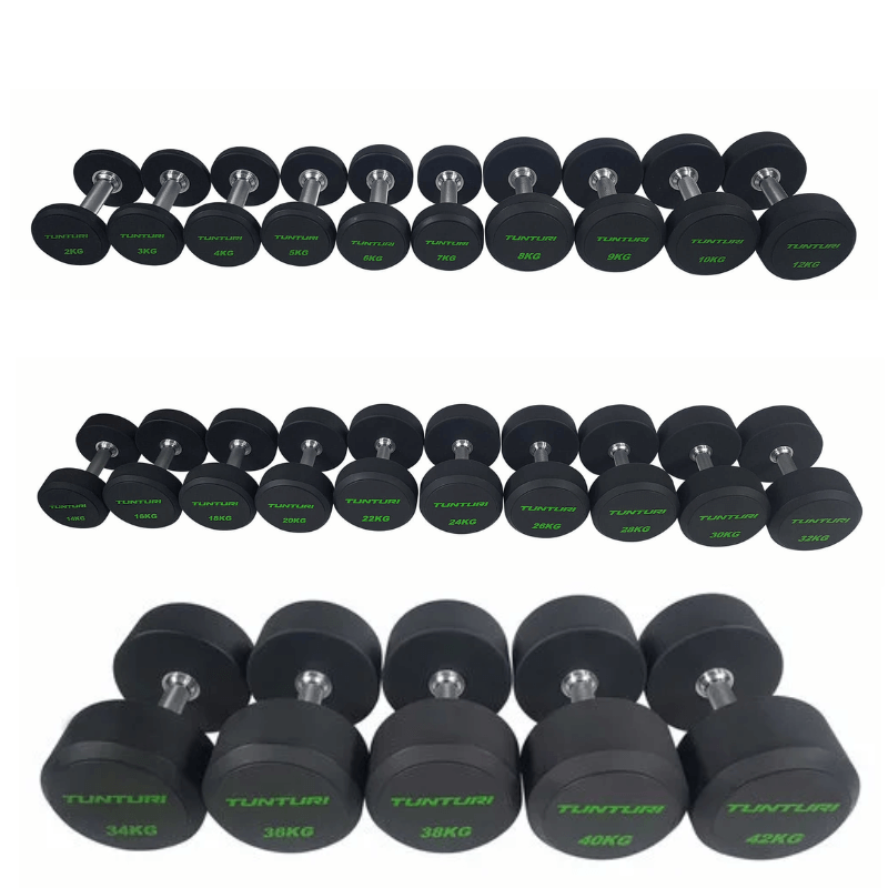 Pro Commercial Round PU Dumbbell Set (2kg-42kg)