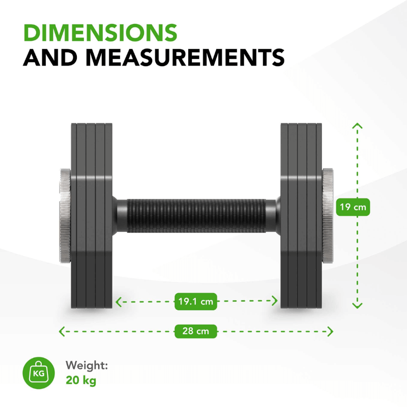 Rapid 20kg Adjustable Dumbbell Set + Rack