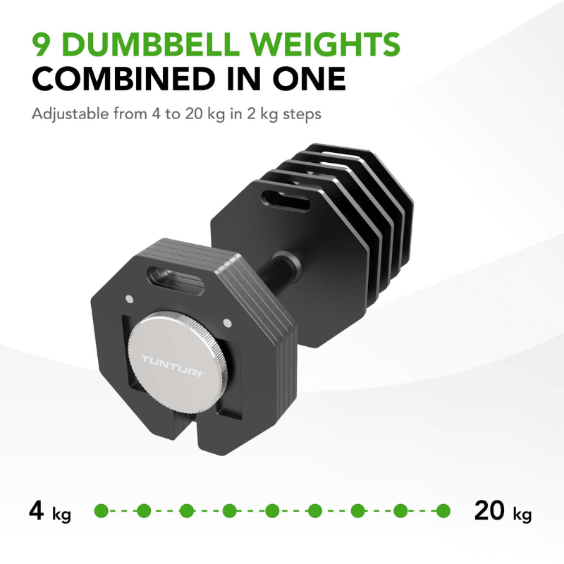 Rapid 20kg Adjustable Dumbbell Set + Rack