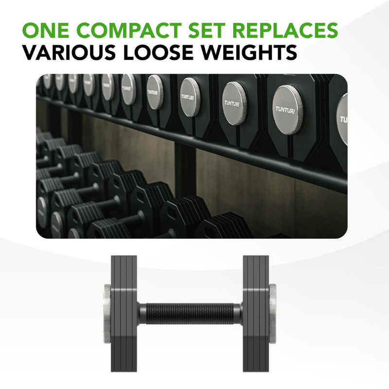 Rapid 20kg Adjustable Dumbbell Set + Rack