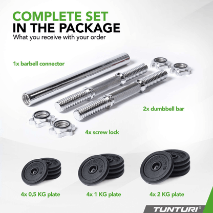 Barbell/Dumbbell Set, 20kg - Iron