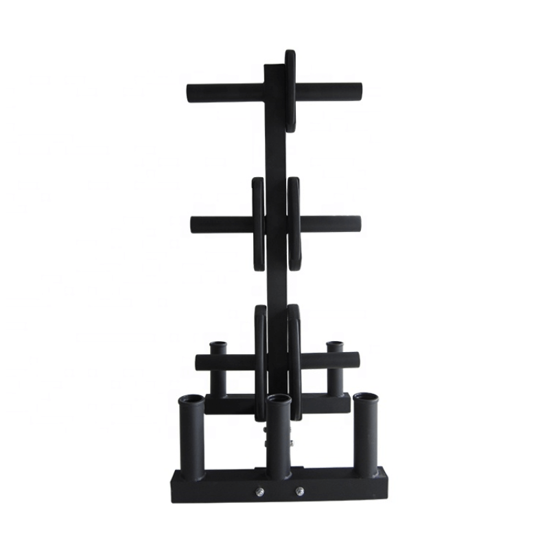 Olympic Weight Plate Tree Rack + 6 Barbell Holder